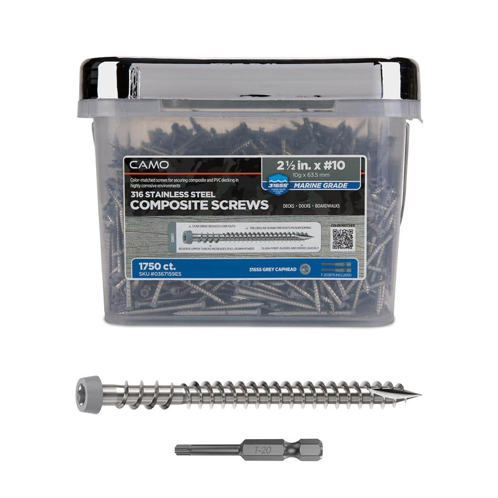 Camo In Stainless Steel Star Drive Gray Composite Deck Screws Count