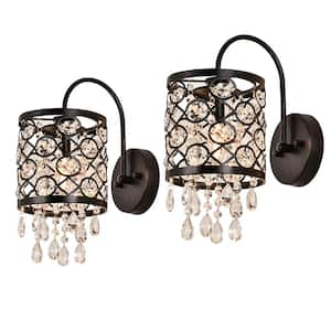 Indianapolis 1 - Light Black Wall Lamp Sconce with Crystal (Set of 2)