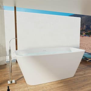 59 in. x 29 in. Acrylic Flatbottom Soaking Bathtub Not-Whirlpool Tub with Center Drain in White