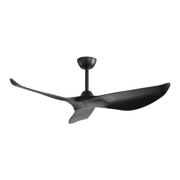 52 in. Indoor Black Ceiling Fan with DC Motor and Remote Control Without Light