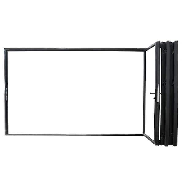 Teza B75 Series 14 in x 80 in Bifold 3 Panel Aluminum Door Right Hand Black