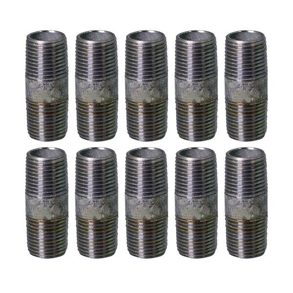 PLUMBFLEX 1-1/4 in. x 3-1/2 in. Galvanized Steel Pipe Nipple (10-Pack)