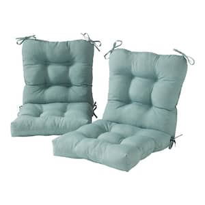 21 in. x 42 in. Outdoor Dining Chair Cushion in Seaglass (2-Pack)