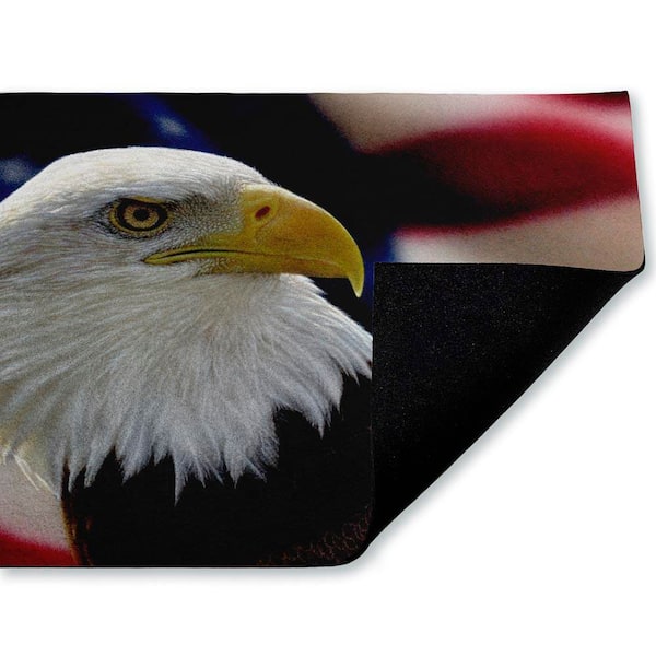 American Bald Eagle Red 18 in. x 30 in. Polyester Non-Slip Outdoor Door Mat