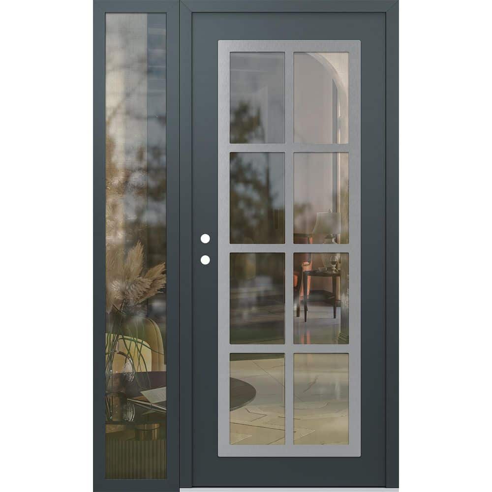 C16 48 in. x 80 in. Silver P Right-Hand/Inswing Clear Glass Anth/Anth Sidelite Steel Prehung Front Door price history on PriceWatchPro