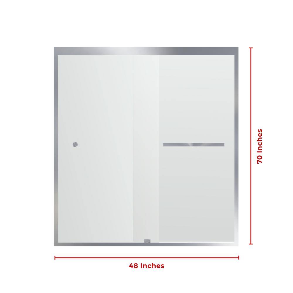 48" x 70" Chrome Semi-Frameless Sliding Shower Door with Clear Glass