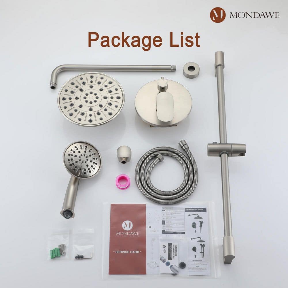 Brushed Nickel Adjustable Multi-Head Rain Shower System