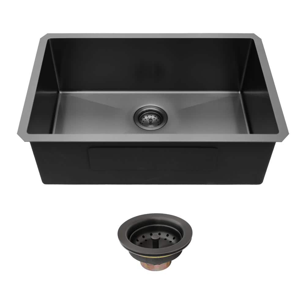 33 in. x 19 in. x 10 in. Undermount Single Bowl 16 Gauge Stainless Steel Kitchen Sink in Gunmetal Black price history on PriceWatchPro