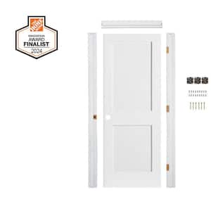 Ready-To-Assemble 30 in. x 80 in. Shaker 2-Panel Right-Hand Primed Solid Core MDF Wood Single Prehung Interior Door