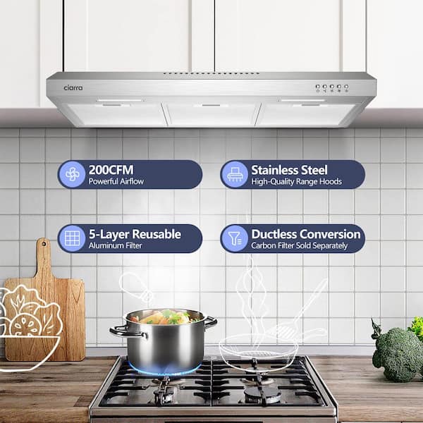 JEREMY CASS 30 Convertible Under Cabinet Range Hood in Black