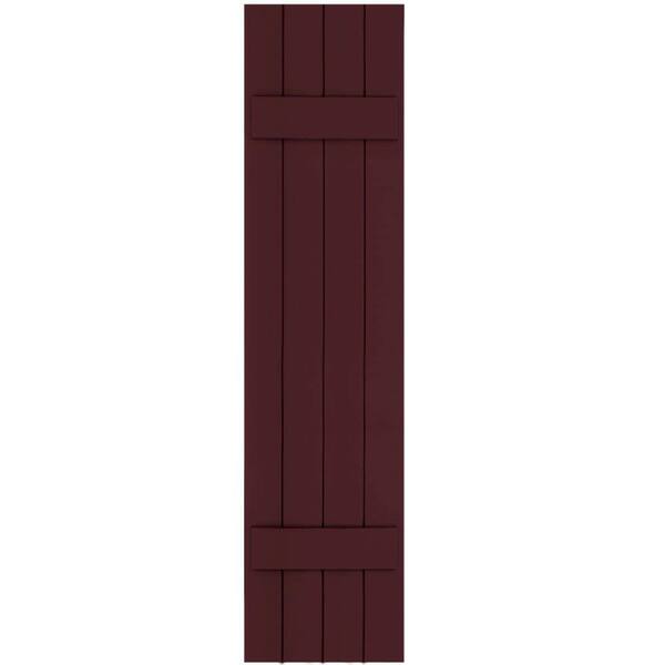 Winworks Wood Composite 15 in. x 64 in. Board & Batten Shutters Pair #657 Polished Mahogany