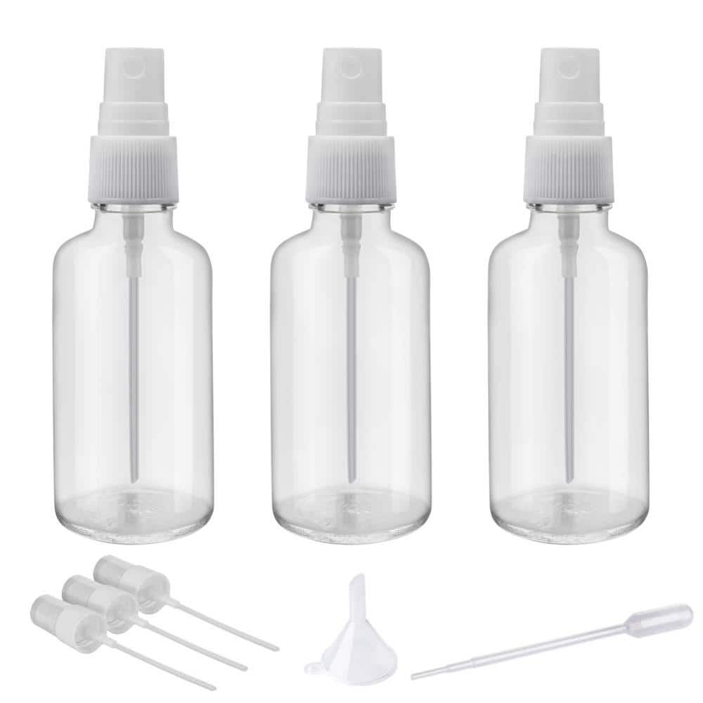 3-Pack 2 oz Clear Glass Fine Mist Spray Bottles for Essential Oils with Funnel, Pipette, Labels and Extra Sprayers price history on PriceWatchPro