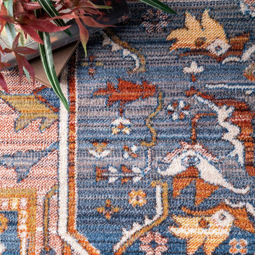 Ivory and Rust Medallion Synthetic Reversible Area Rug 3x5