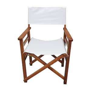 36 in. White Wooden Director Chair Canvas Folding Chair (2-Pieces/Set)