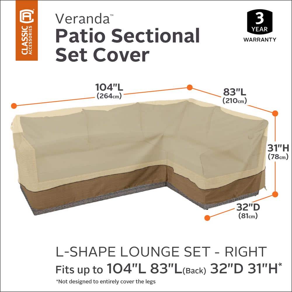 Tan and Brown Water-Resistant L-Shaped Sectional Cover