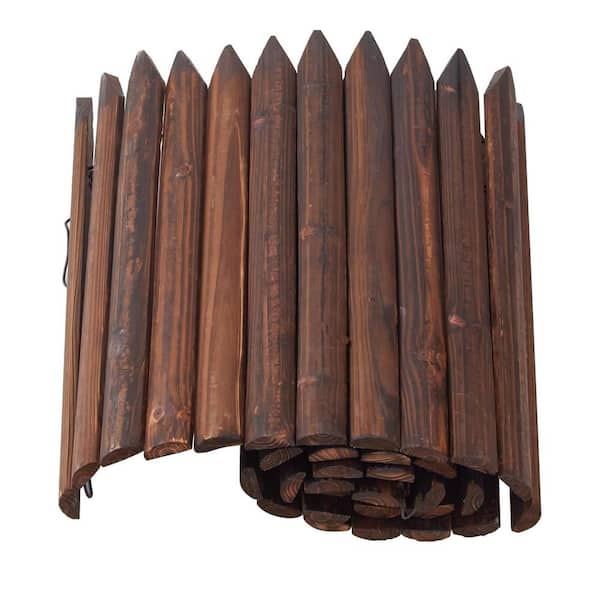 42 in. L x 11.81 in. W x 0.5 in H Outdoor Brown Burnt Wooden Short Fence Landscape Edging Flexible Decorative Border