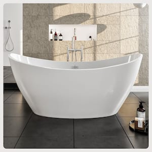Bella 67 in. Acrylic Flatbottom Freestanding Bathtub in White