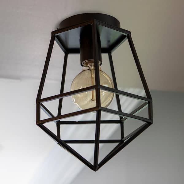 Decor Therapy Doyle Geometric 8 In 1 Light Black Flush Mount Ch1887 Light Black Flush Mount, Geometric Light Fixture Flush Mount