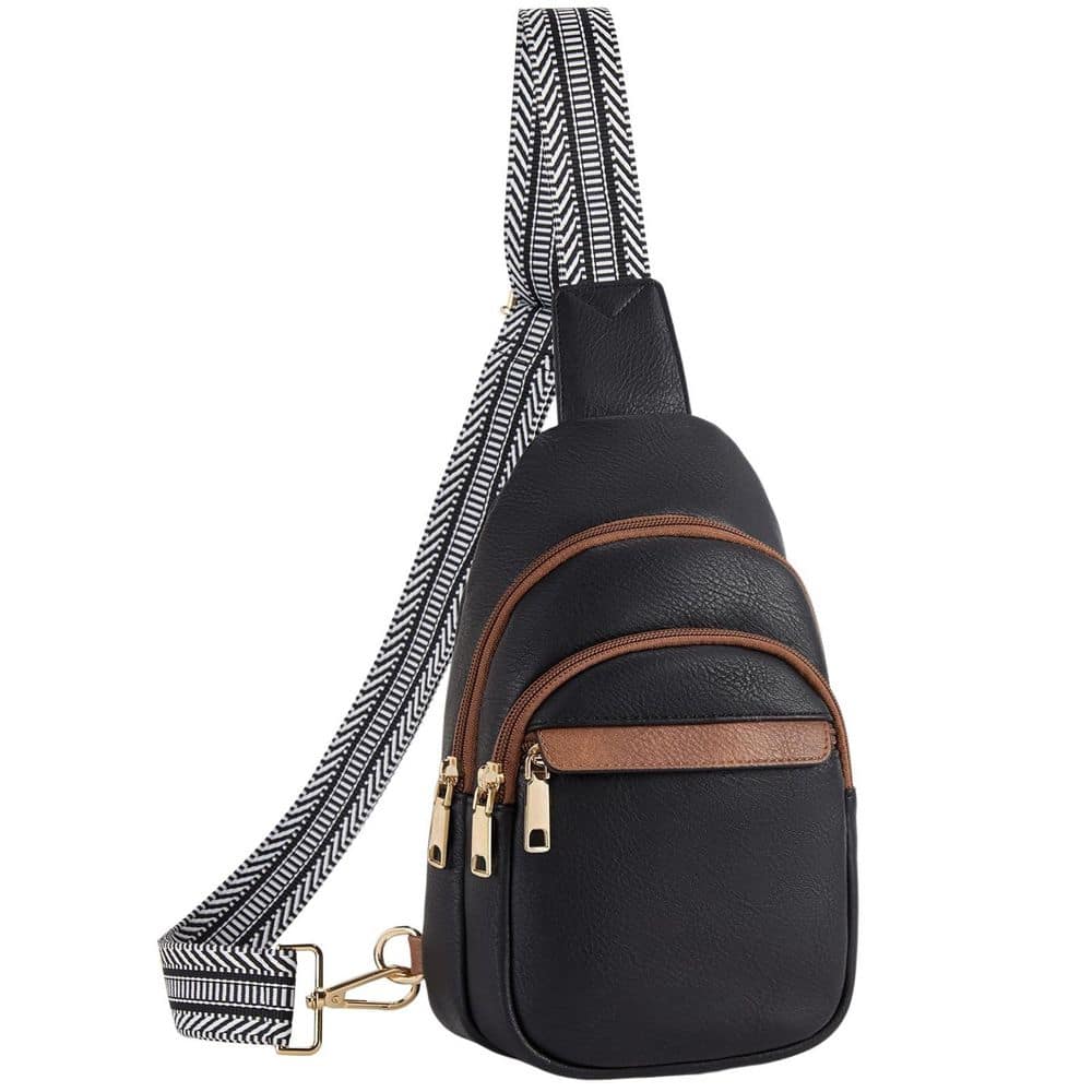 Black 10.24 in. PU Leather Small Sling Bag for Women Leather Crossbody Bags Fanny Pack Chest Bag for Travel price history on PriceWatchPro