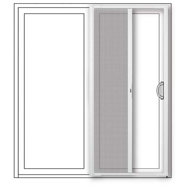 LuminAire for Sliding Patio Doors 72 in. x 80 in. Universal White Aluminum Gliding Retractable Screen Door