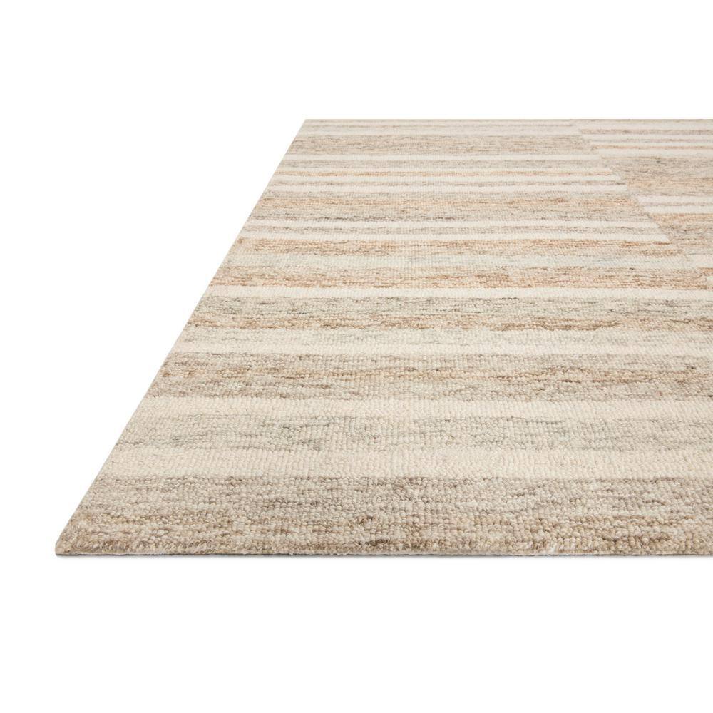 Ivory Stripe Tufted Wool Area Rug 3'6" x 5'6" Handmade and Stain-Resistant