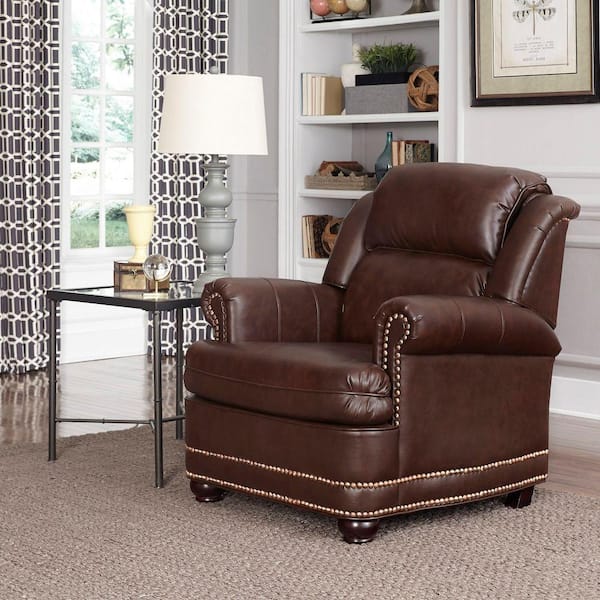 HOMESTYLES Beau Brown Faux Leather Arm Chair
