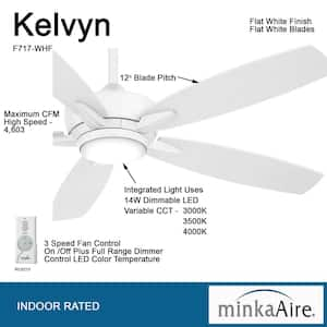 Kelvyn 52 in. Integrated CCT LED Indoor Flat White Ceiling Fan with Remote