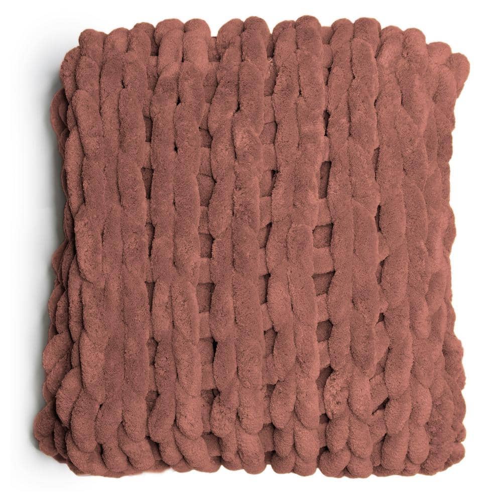 Rustic Terracotta Chenille Knitted Reversible Throw