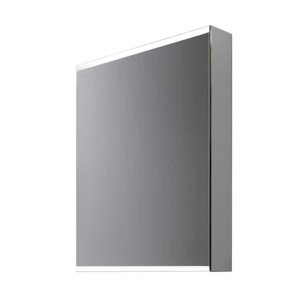 Unbranded 20 in. W x 26 in. H LED Lighting Rectangular Silver Aluminum Surface Mount Medicine Cabinet with Mirror