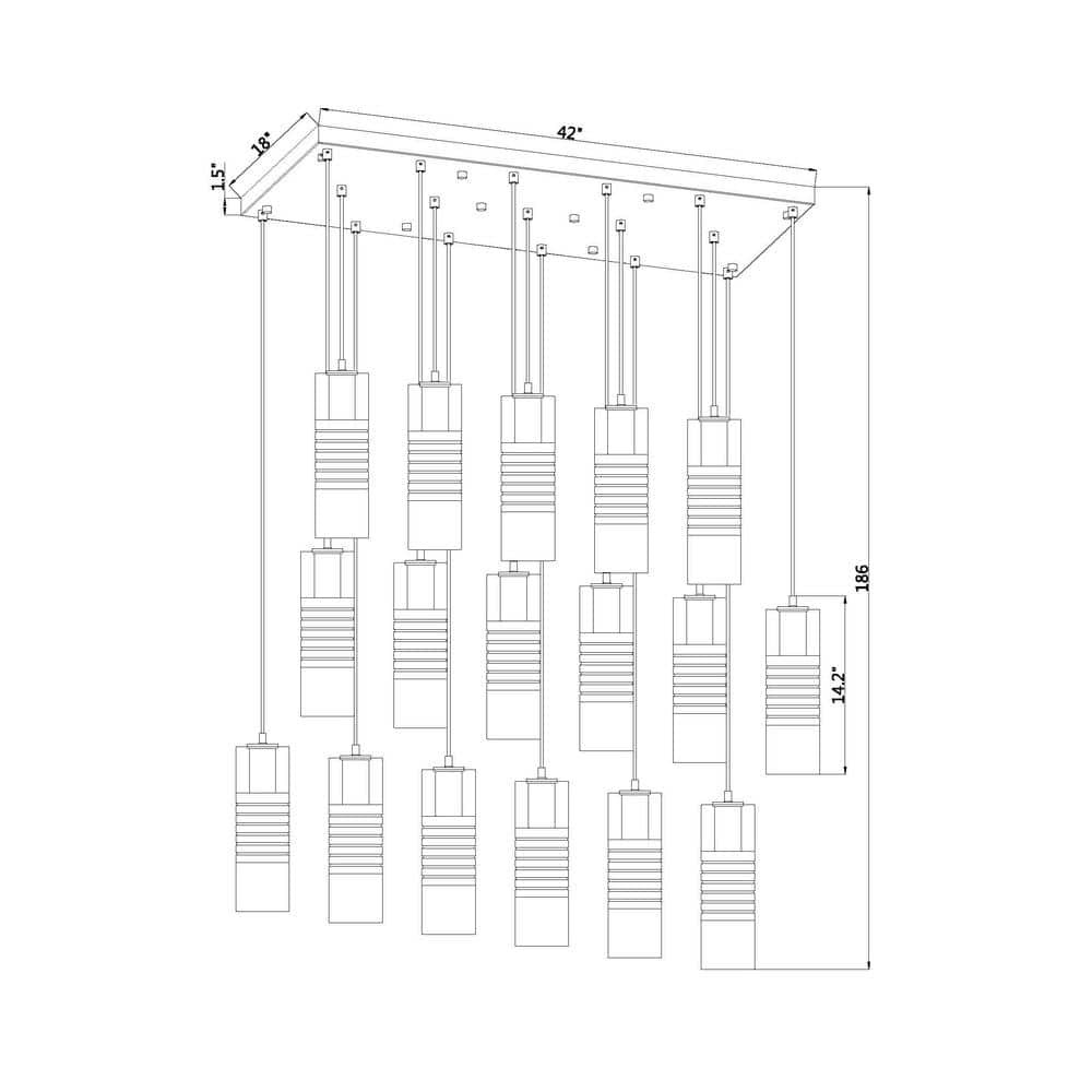 Alton 42" Modern Gold and Nickel Linear Chandelier