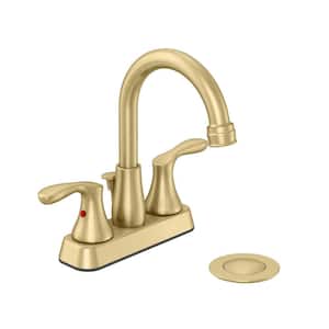 Deveral 4 in. Centerset 2-Handle High-Arc Bathroom Faucet in Matte Gold