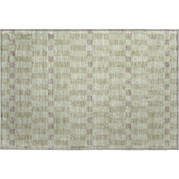 Mayfield Premium Machine Washable Abstract AMF2547 Celery 2 ft. x 3 ft. Accent Rug
