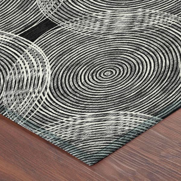 Chantille Machine Washable Indoor/Outdoor Abstract ACN2534 Black 2 ft. x 3 ft. Accent Rug