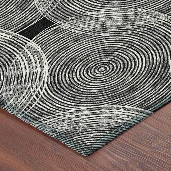 Chantille Machine Washable Indoor/Outdoor Abstract ACN2534 Black 2 ft. x 7 ft. Runner Rug