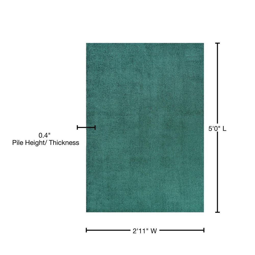 Emerald Green Synthetic Reversible Low-Pile Area Rug