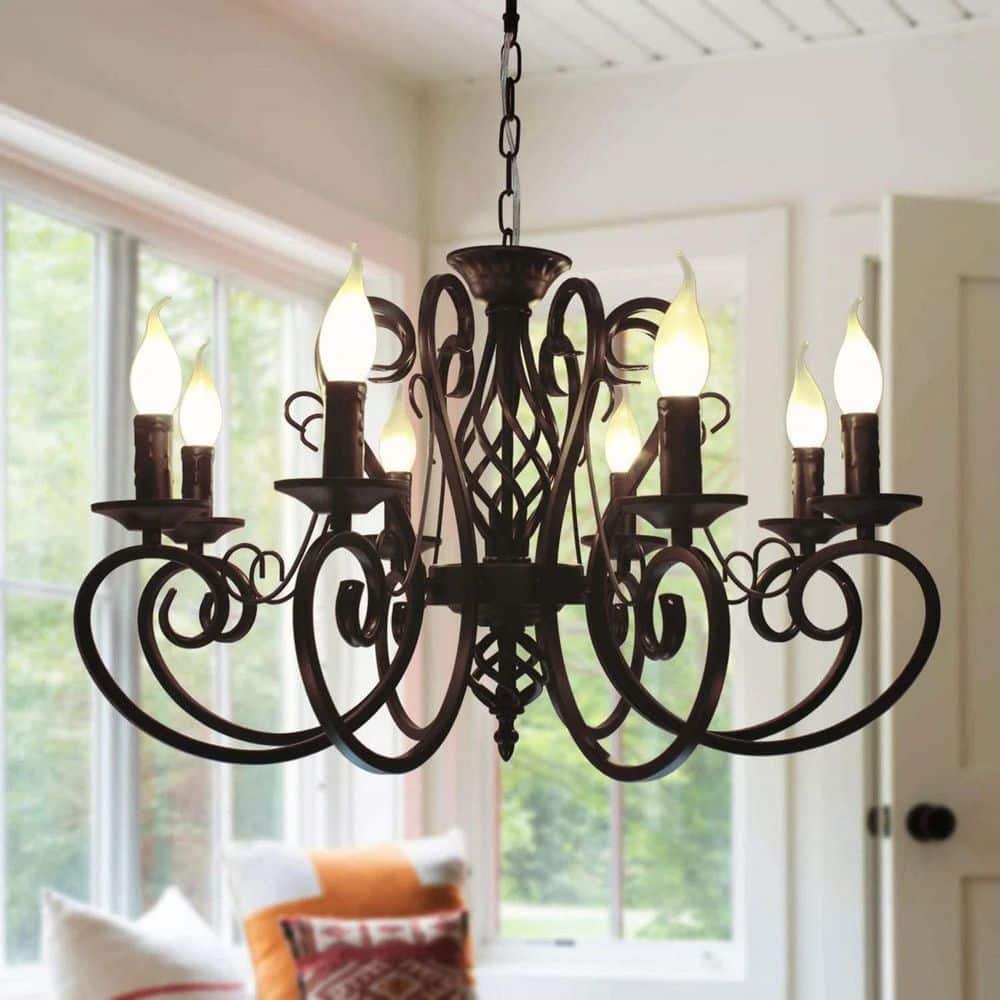 8-Light Black Candle Dimmable Empire Chandelier for Livinng Room or Kitchen Island with No Bulbs Included price history on PriceWatchPro