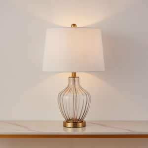 23 in. Clear Glass Antique Brass Handcrafted Table Lamp with Rotary Switch