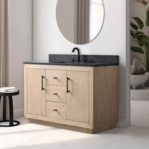 48 in. W x 22 in. D x 38 in. H Single Sink Bath Vanity in Light Wheat with Black stone Top