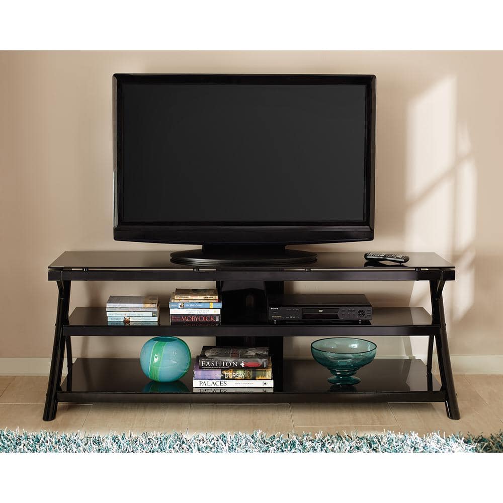 Lucio 65'' Black Metal and Glass Media Console