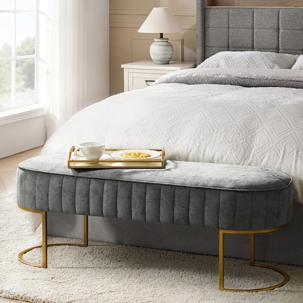 JAYDEN CREATION Marta Gray 46 in. Bedroom Bench