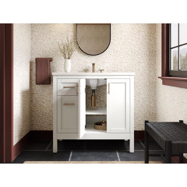 KOHLER Hadron 36.72in. Single Sink Freestanding White Bath Vanity with White Quartz Top Assembled