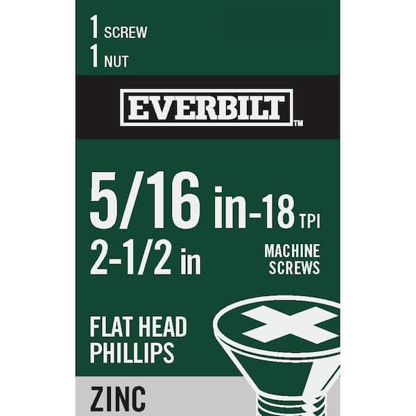 Everbilt 5/16 in.-18 x 2-1/2 in. Phillips Flat-Head Machine Screw
