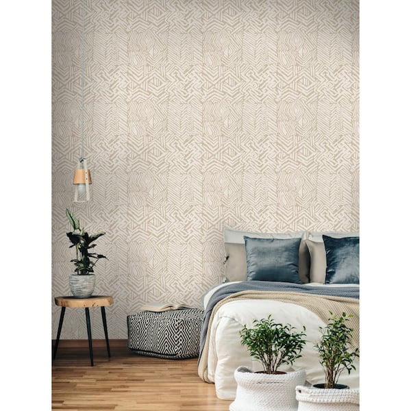 Ronald Redding Tan Tribal Print Paper Unpasted Matte Wallpaper 27 in. x 27 ft.