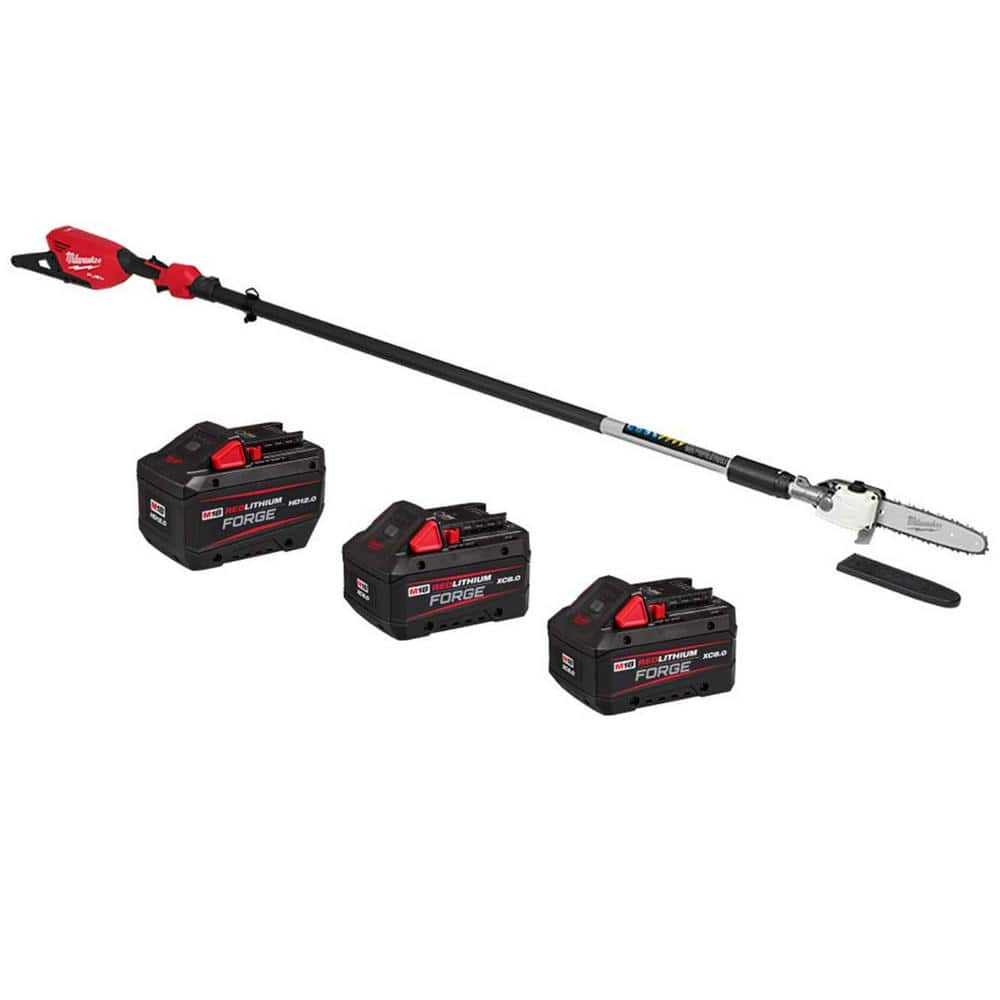 Milwaukee M18 FUEL 10 in. 18V Brushless Cordless Telescoping Pole Saw w/(1) FORGE 12.0 Ah Battery & (2) FORGE 8.0 Ah Battery