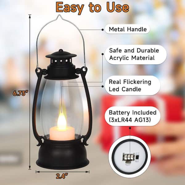 Angel Sar 6 in. Mini Lantern Decorative with Flickering LED Candle