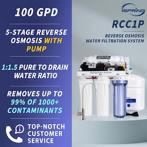 5-Stage 100 GPD Reverse Osmosis Water Filtration System with Booster Pump 3.2 Gallon Tank and Brushed Nickel Faucet