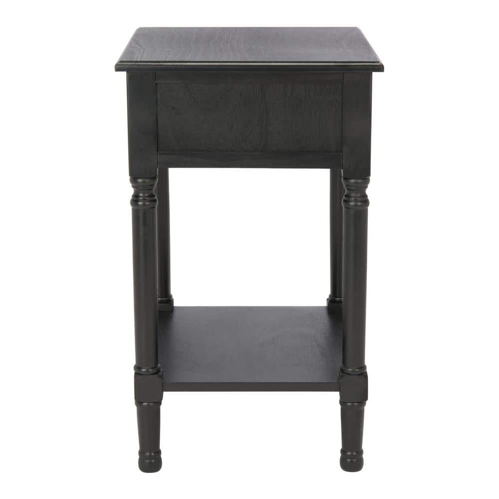 Whitney Black Wood Rectangular Accent Table with Storage