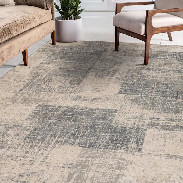 Alpine 9 x 12 Light Blue Abstract Pattern Area Rug for High Traffic Living Room Dining Room Bedroom