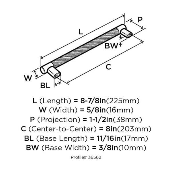 Amerock Bronx 8 inch (203mm) Center-to-Center Satin Nickel Cabinet Pull