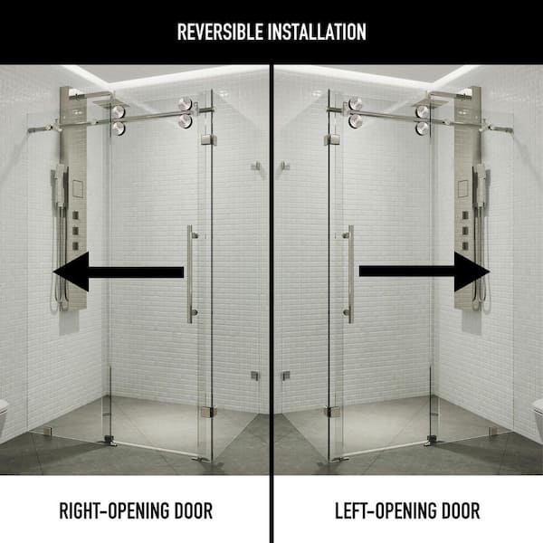 VIGO Winslow 35 in. L x 46 in. W x 74 in. H Frameless Sliding